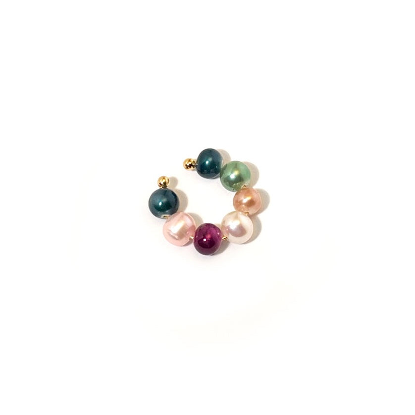 ørering Cuff Pearlswirlcuff Pastel 18 Karat Forgyldt Og Håndmalede Ferskvandsperler