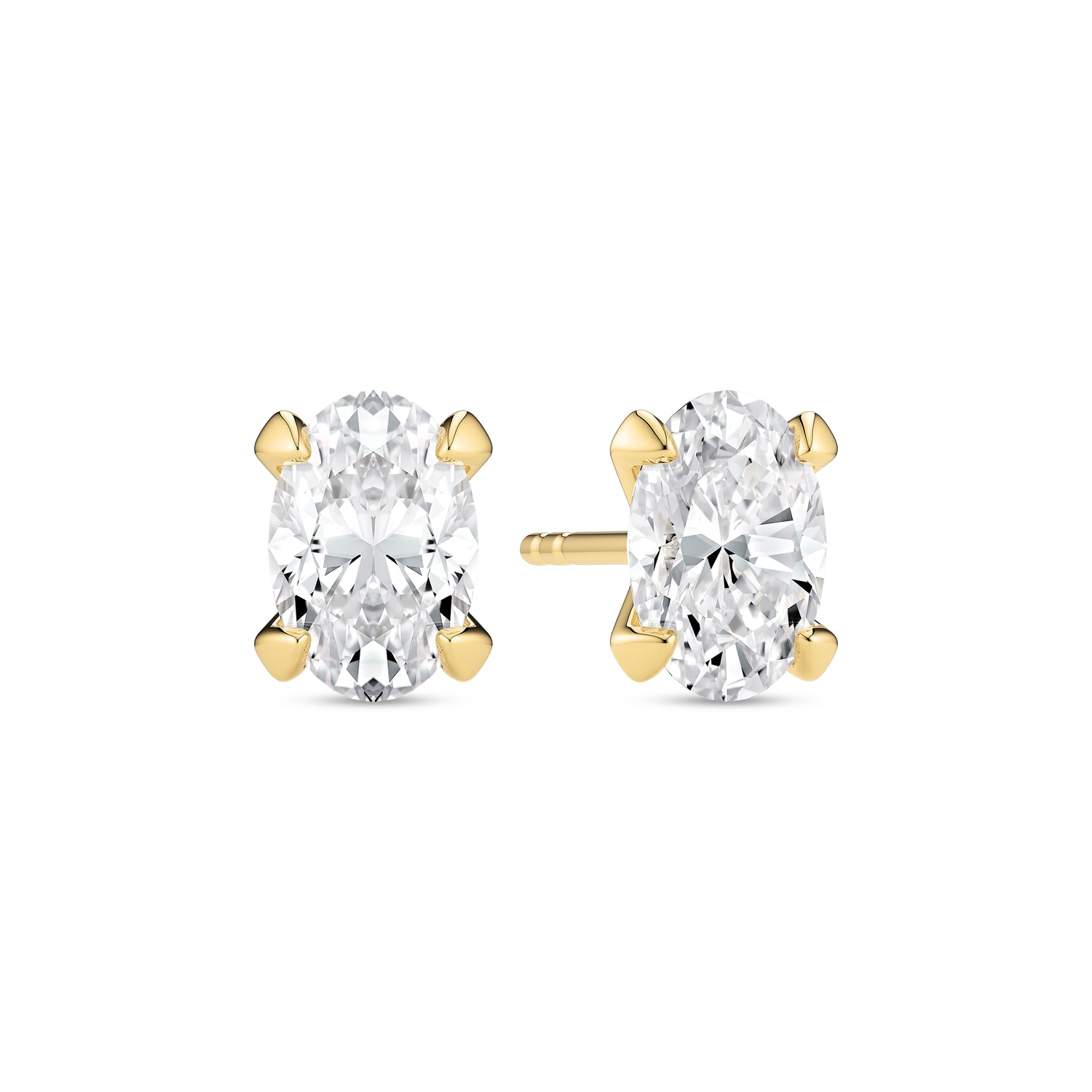 øreringe Grace Ovale Solitaire 14 Kt  Guld El  Hvidguld   00 Ct Tw  -  Vs Lab-grown Diamanter