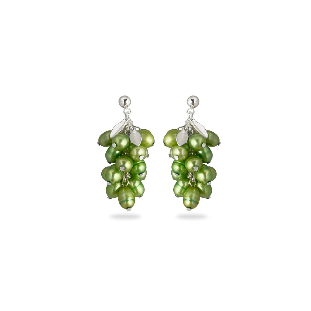 øreringesæt   Druer Grapeful Green Sterling Sølv Og Grønne Perler