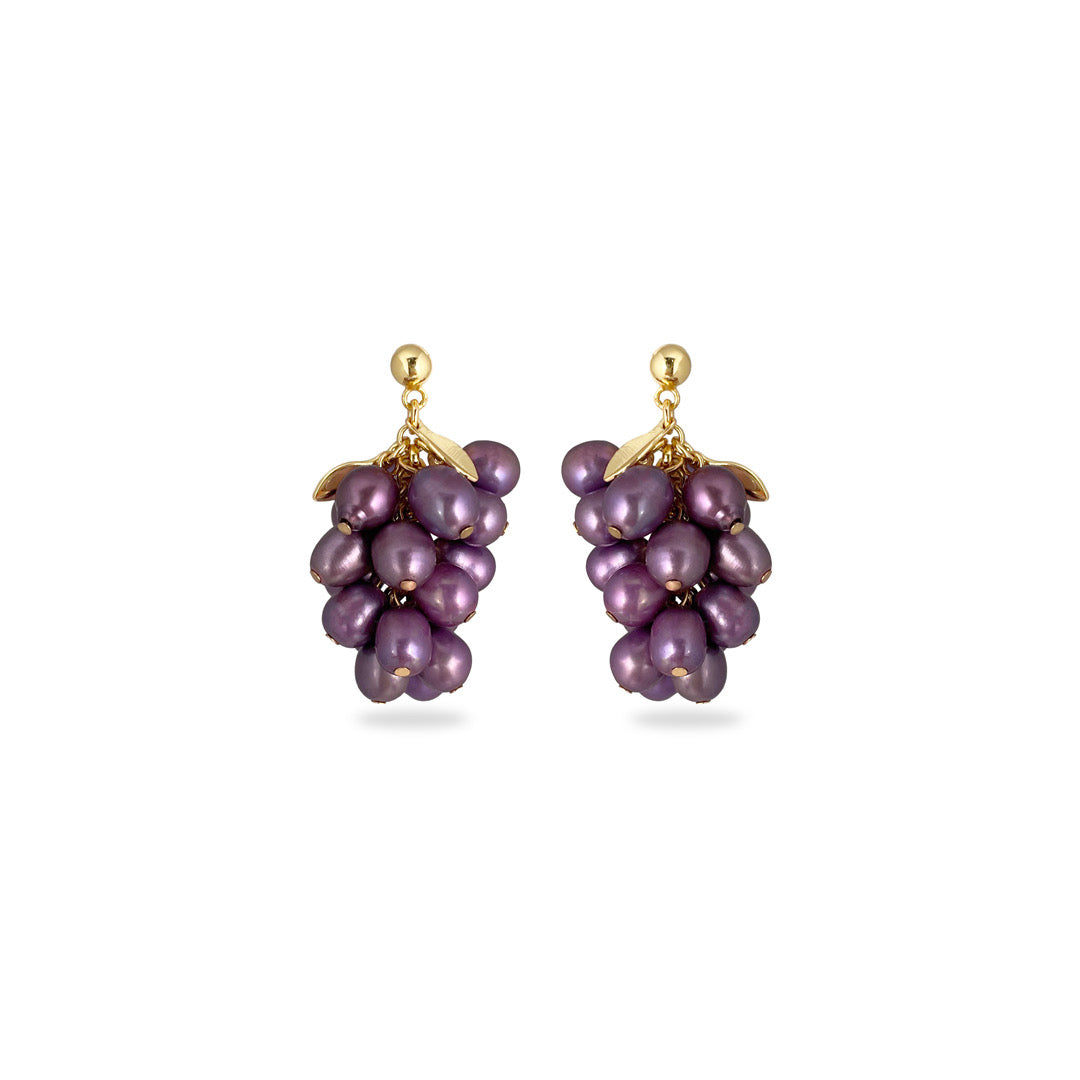 øreringesæt   Druer Grapeful Purple Sterling Sølv Og Lilla Perler